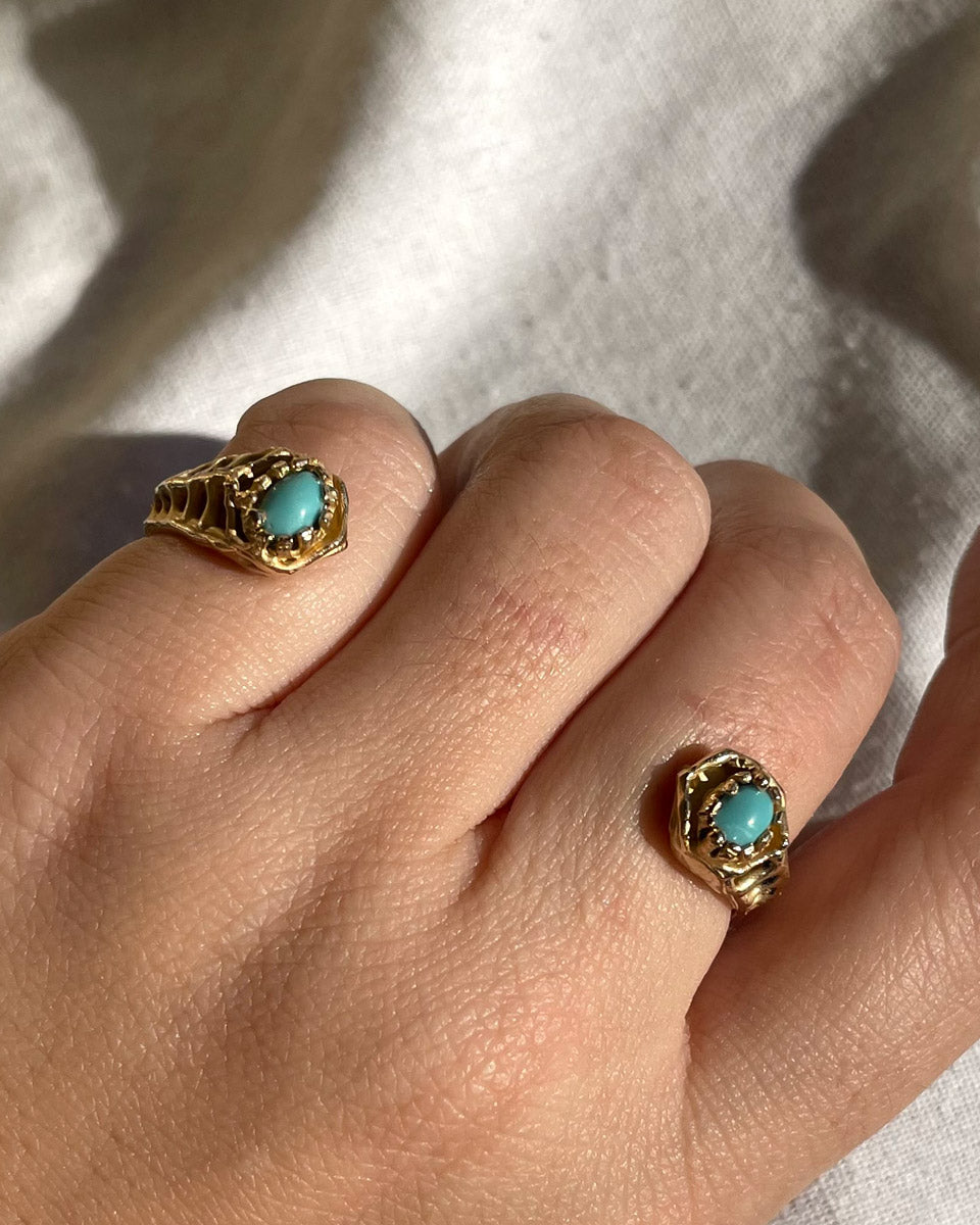 indossato anello double dettaglio turchesi